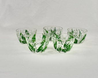 Vintage Hazel Atlas Maiglöckchen Schalen, Set von fünf