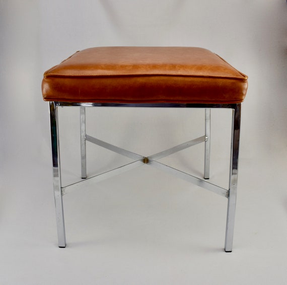 Shelby Williams Chrome Footstool With X Base Etsy