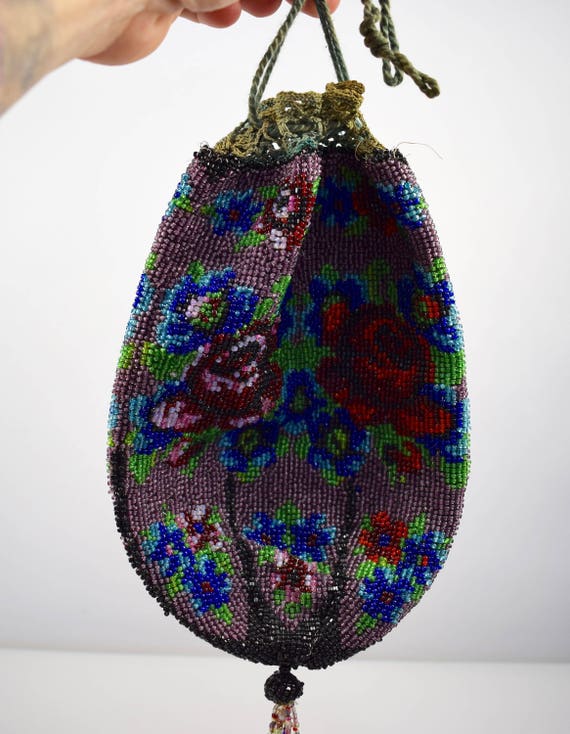 Victorian Beaded Drawstring Purse - image 9
