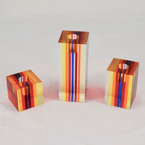 Richard Soong Optical Graduated Lucite Candle Holders