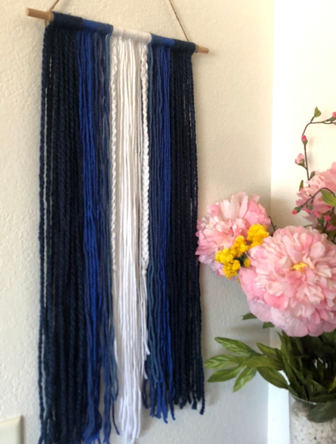 Blue Striped Wall Hanging 12 Inches Wide/ Wall Decor/ Tapestry Etsy