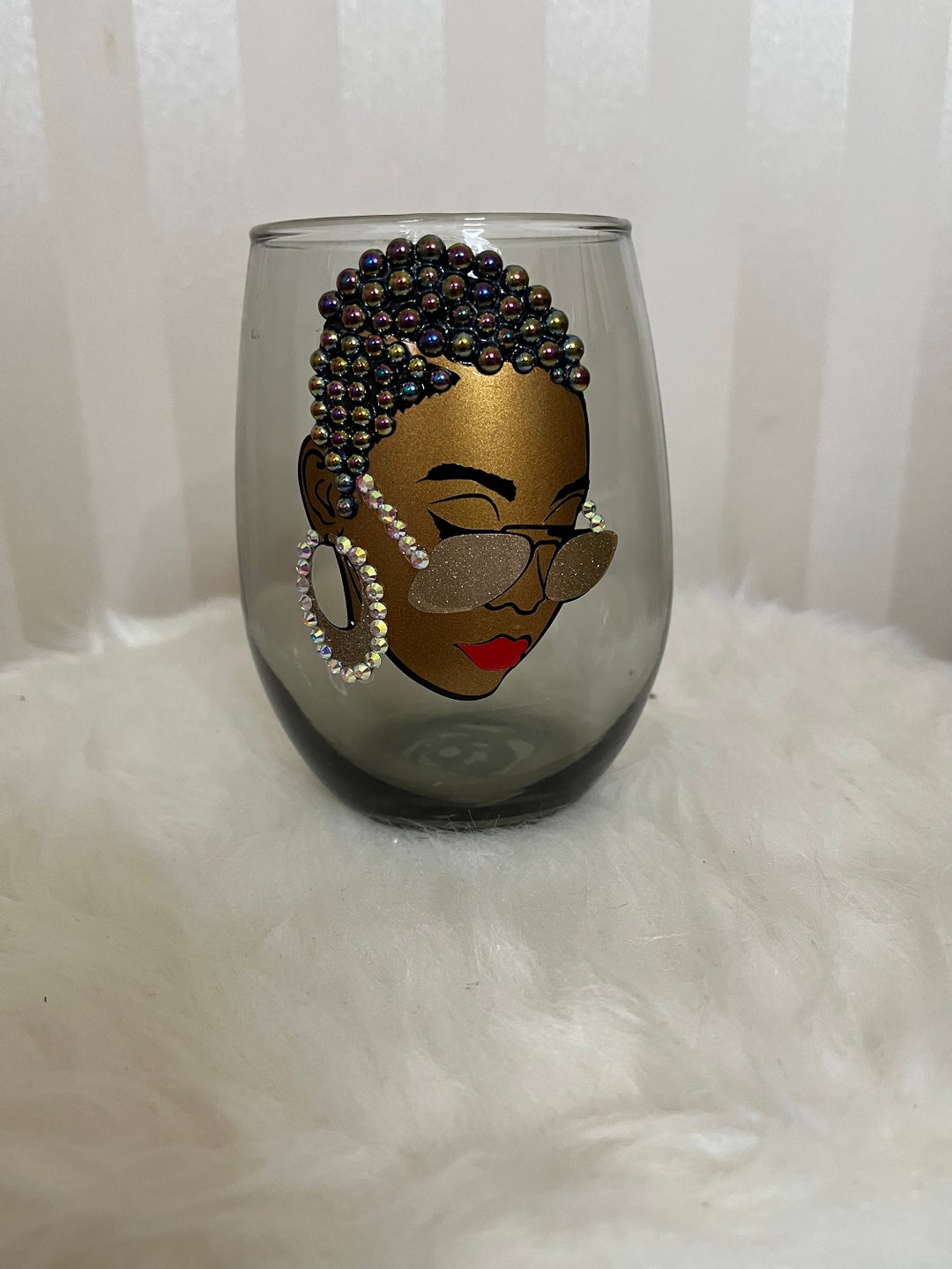 Black Girl Wine Glass Short Hair Girl Wine Glass Black Girl Magic Glass