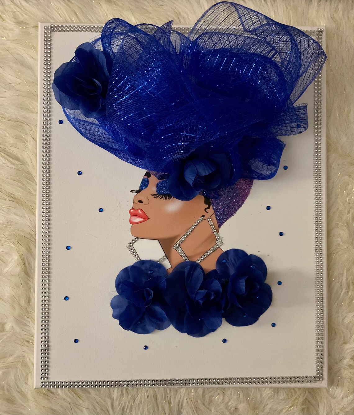 Blue diva canvas black woman canvas African American blue Etsy
