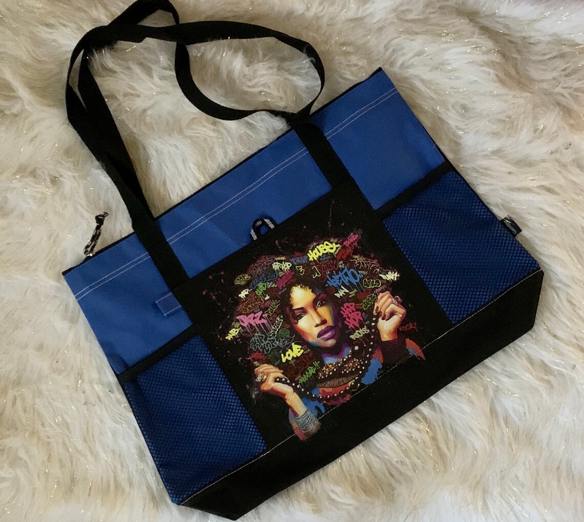 Black Girl Bag Tote Bag With Pockets Afro Graffiti Bag Etsy