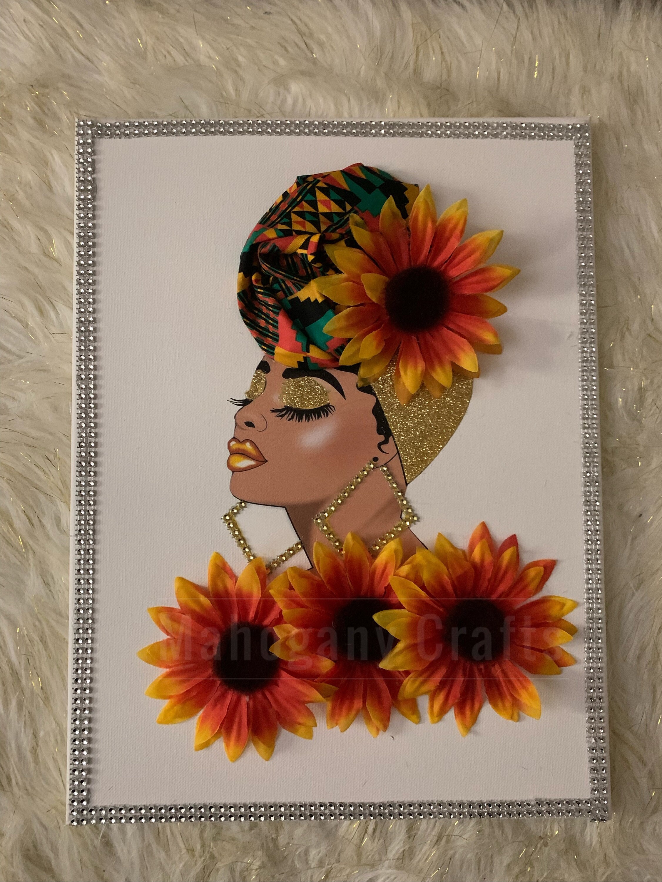 Diva canvas Sunflower diva black woman with sunflowers wall Etsy