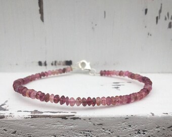 Pink Tourmaline Sterling Silver Bracelet