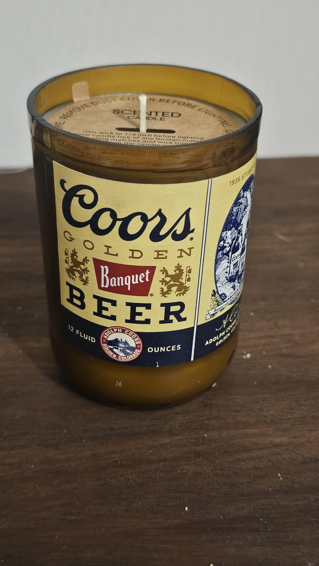 Coors Banquet recycled bottle candle