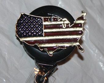 United States with Flag Badge Reel