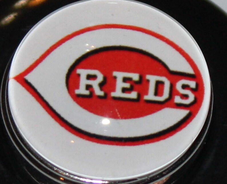 Cincinnati Reds Baseball Button Charm Badge Reel
