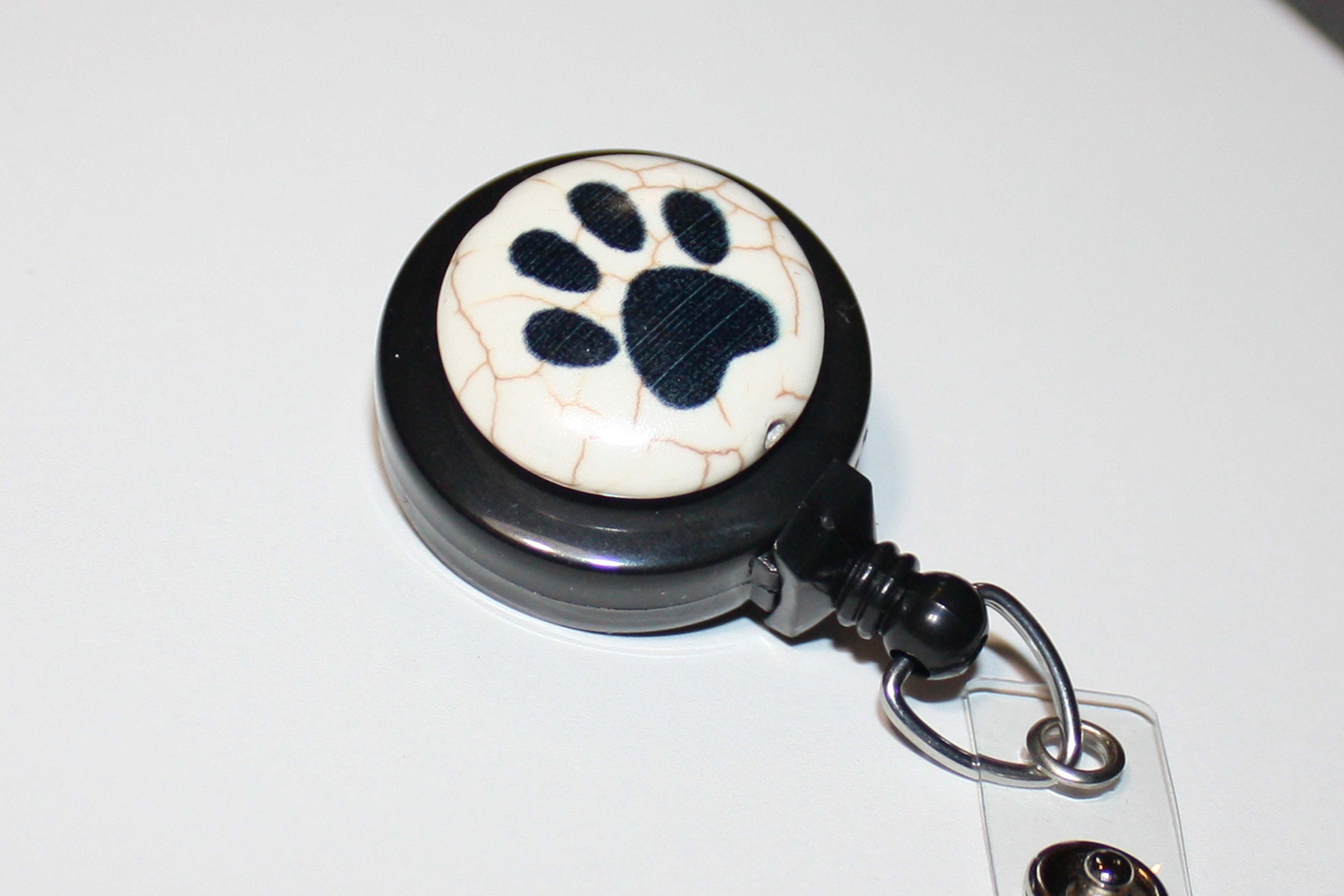 Dog Paw Print Badge Reel Cute Leopard Nurse RN Badge Holder