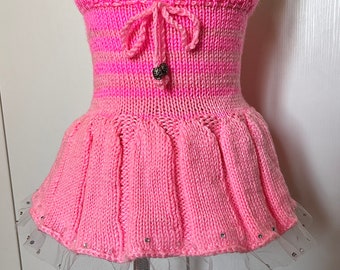 Baby Girl High Waisted Pleated Pink Skirt ages 1-2