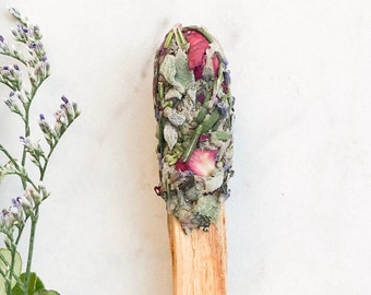 Herbal Smudge Pop // Palo Santo // Sustainably Harvested  // Smudging Stick // Natural Incense // Dried Herbs // Beeswax