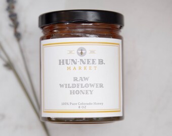 8 oz Glass Jar // Raw Colorado Wildflower Honey // Unfiltered // 100% Natural