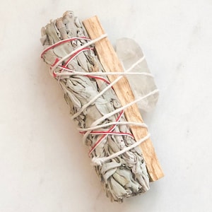 Sacred Kit // Energy Healing Kit // Sage Smudge Stick // Palo Santo // Quartz Crystal