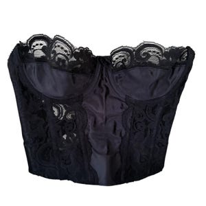 Vintage Victoria’s Secret Gold Label Black Lace Corset Bustier Bra Style 9751 80s/90s