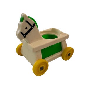 Vintage Fisher Price Little People Play Family Little Riders 656 Riding Horse White & Green