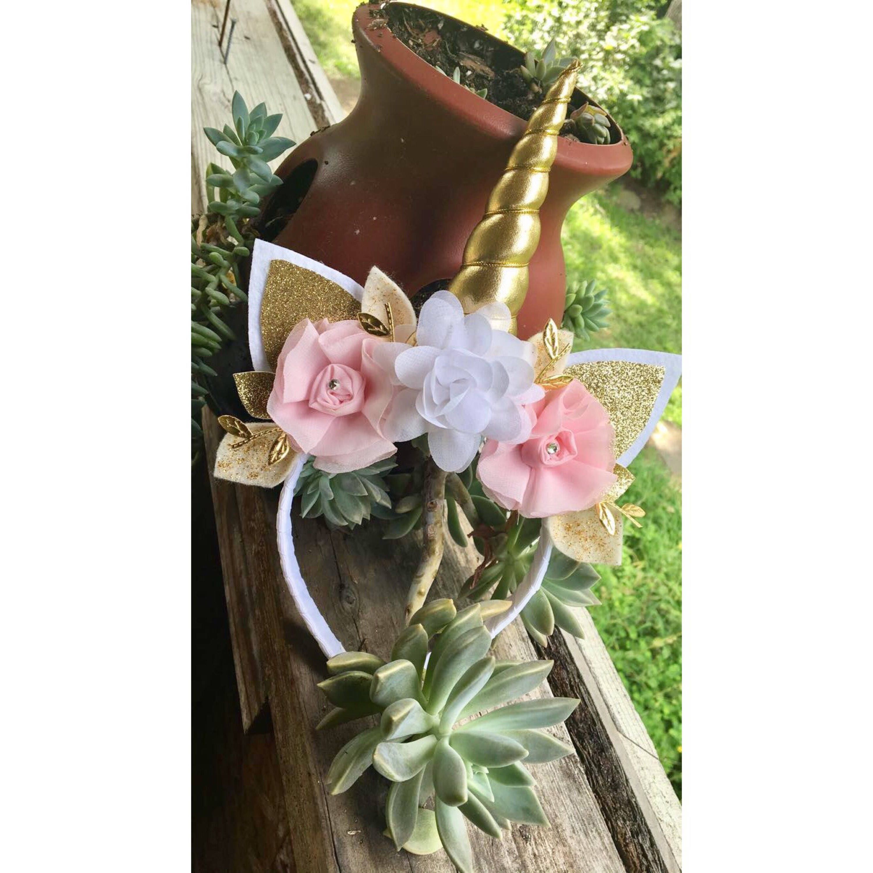 Unicorn Headband, Gold and Pink (Read Policy)