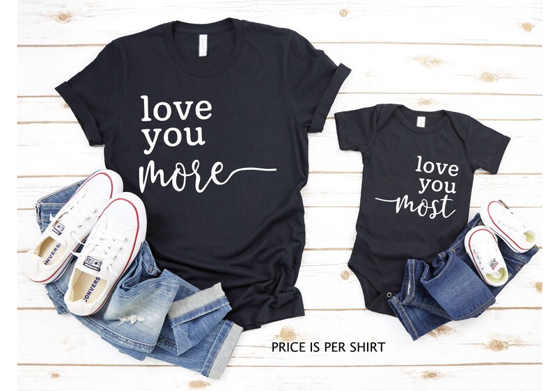 Mommy and Me Shirt Set Mother and Son Mother and Daughter Matching Shirts Love You Most Love You More Mom Son Matching Shirt Set