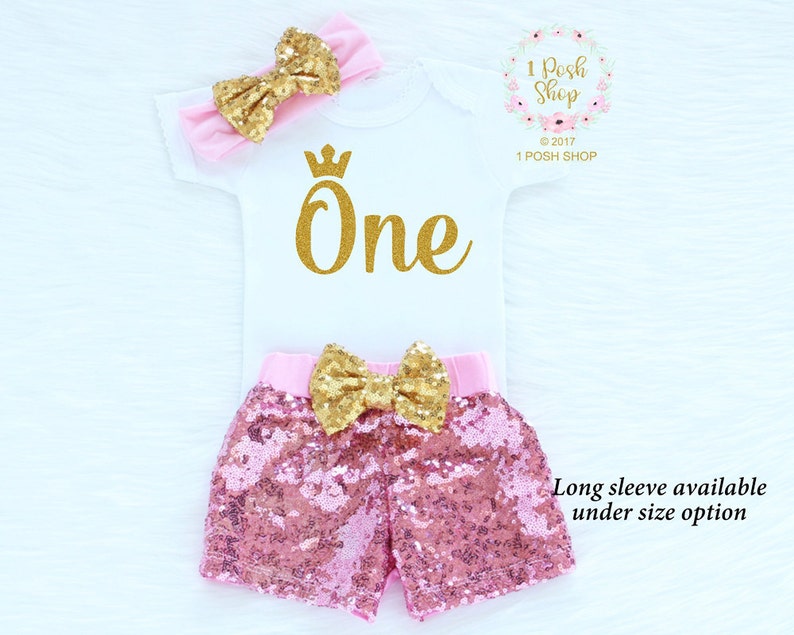 Girl 1st Birthday Outfit First Birthday Outfit Girl First Birthday Girl Outfit 1st Birthday Outfit Girl Sequin Shorts Birthday BF4