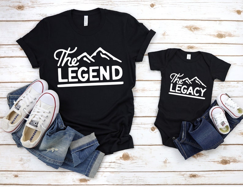 THE LEGEND LEGACY Matching Shirt for Dad Baby, Father's Day Tshirt Gift for Father Son Daughter, New Pop Tee, Matching Family Shirt Legend 