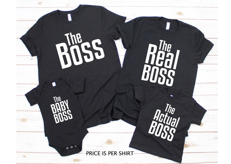 Matching Family Shirts, The Boss, Real Boss, Boss Baby, Actual Boss, Matching Mom Dad and Kids Shirts Family Pictures Little Big Sister Bro 