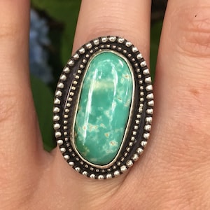 Turquoise ring, Raw Turquoise ring, sterling silver ring, statement ring, turquoise jewelry, Royston turquoise, handmade ring