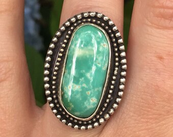 Turquoise ring, Raw Turquoise ring, sterling silver ring, statement ring, turquoise jewelry, Royston turquoise, handmade ring