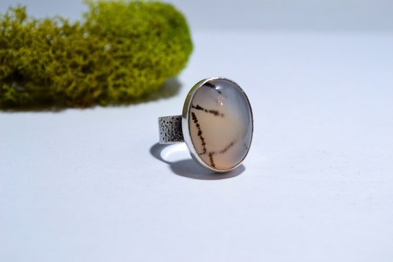 925 Sterling Silver Agate Ring Gift For HerWomen Natural Montana Agate Quality Diamond Shape Gemstone Ring