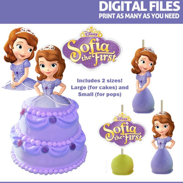 Sofia the First Cake Topper Printables -- DIGITAL -- Also works on cupcakes and cake pops!