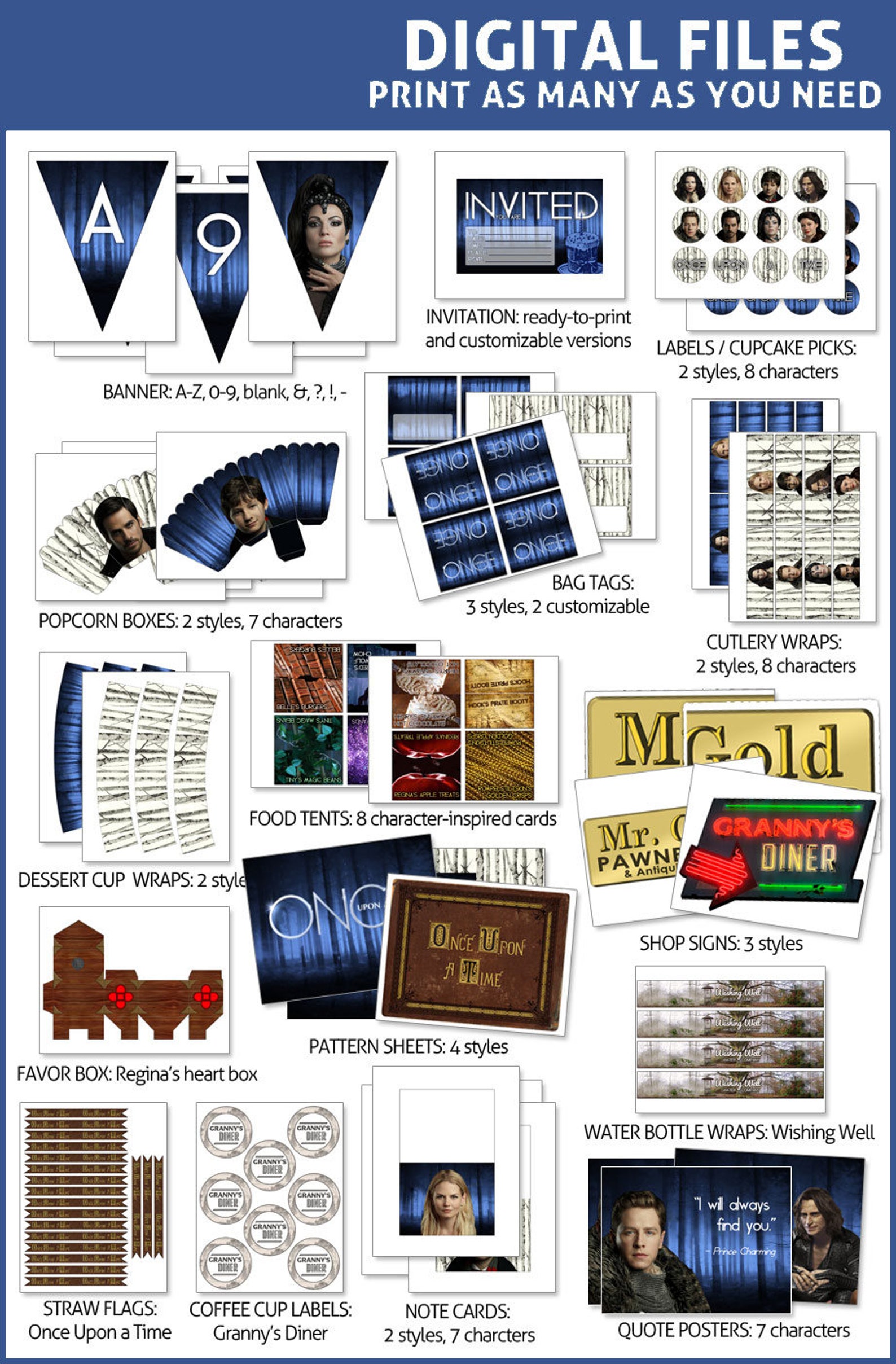 OUAT Once Upon a Time Party Printables DIGITAL - Etsy