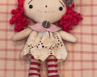 9 inch Rag Doll, hand crafted rag doll