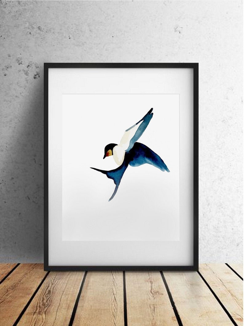 Minimalist Watercolor in Blue Print of Original Artwork by Etsy