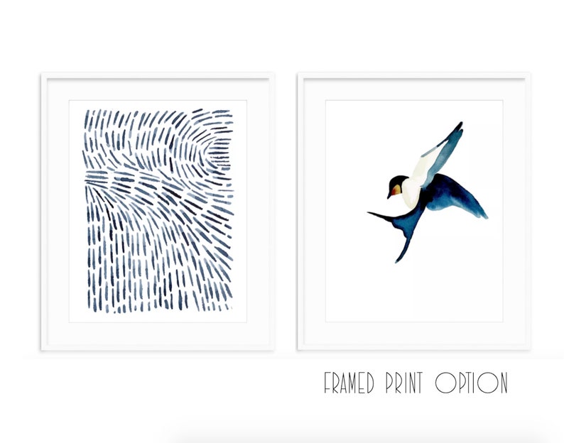 Set of Two Art Prints watercolor art blue wall decor large Etsy