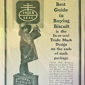 1901 Nabisco Trademark Advertisement - 6x9 inches antique food ad, rare, inner seal, biscuits