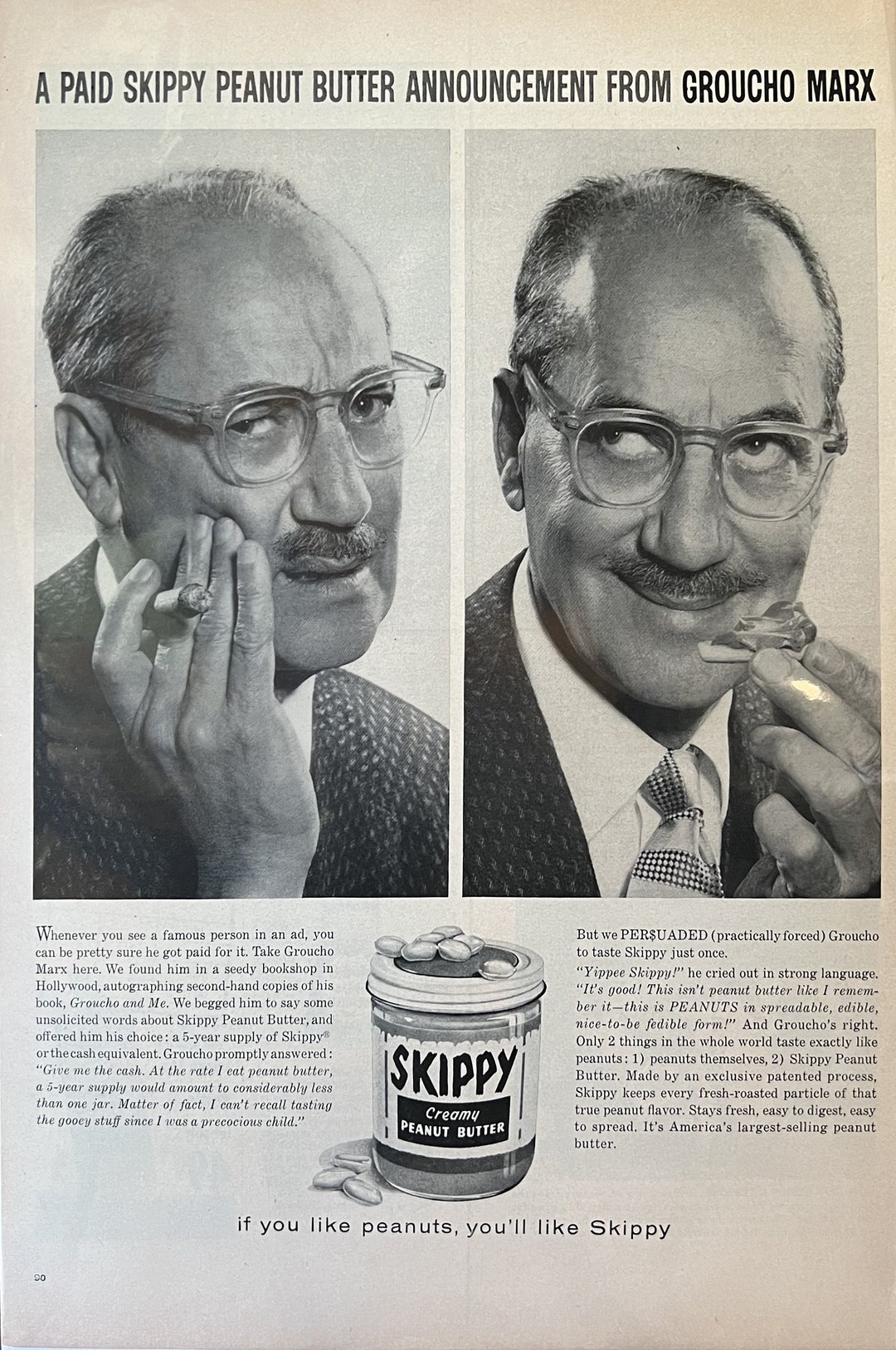 1960 Vintage Skippy Peanut Butter Advertisement 10x13 Etsy