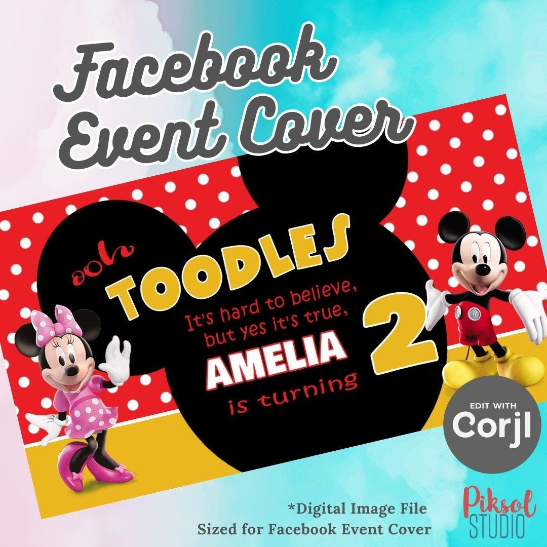 Mickey Minnie Facebook Event Cover Birthday Editable