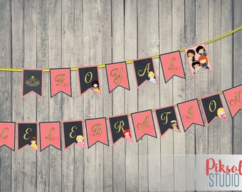 Disney Princess DIY Banner, Princess digital printable banner