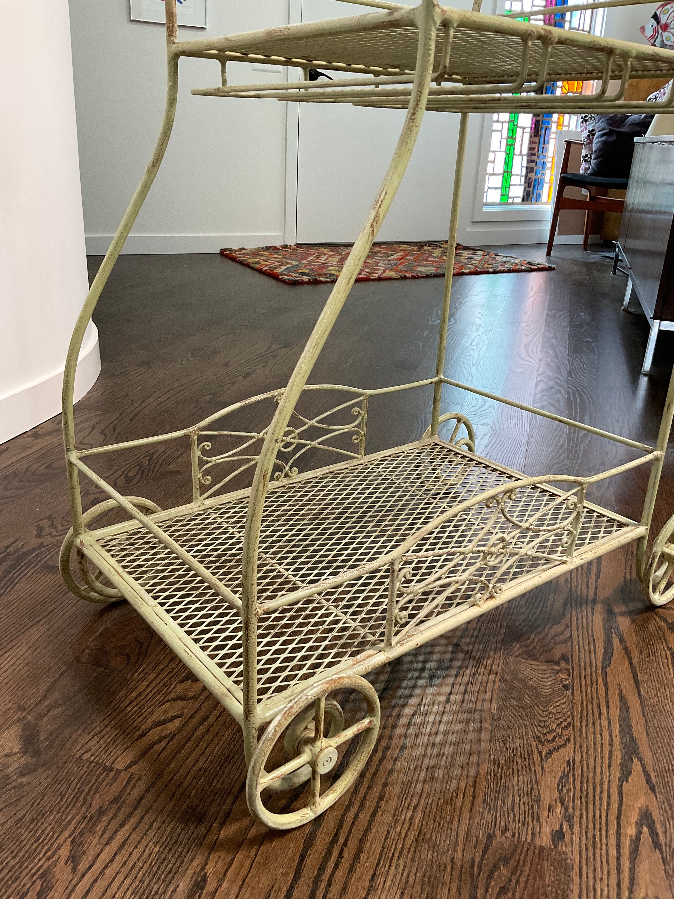 Mid Century Russell Woodard Wrought Iron Bar Cart Etsy
