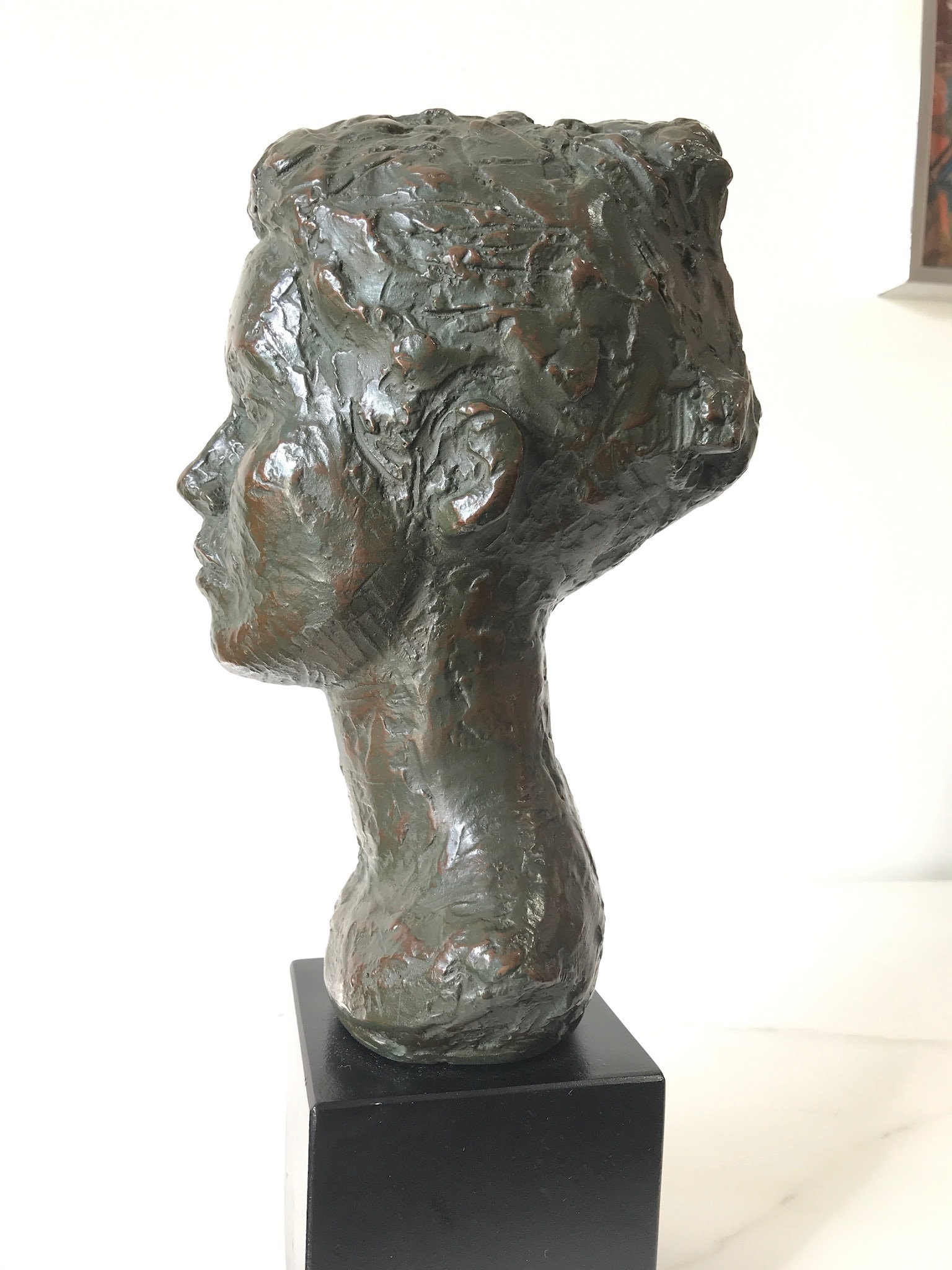 Mid Century Bust Bronze Over Plastic Head Of Young Girl