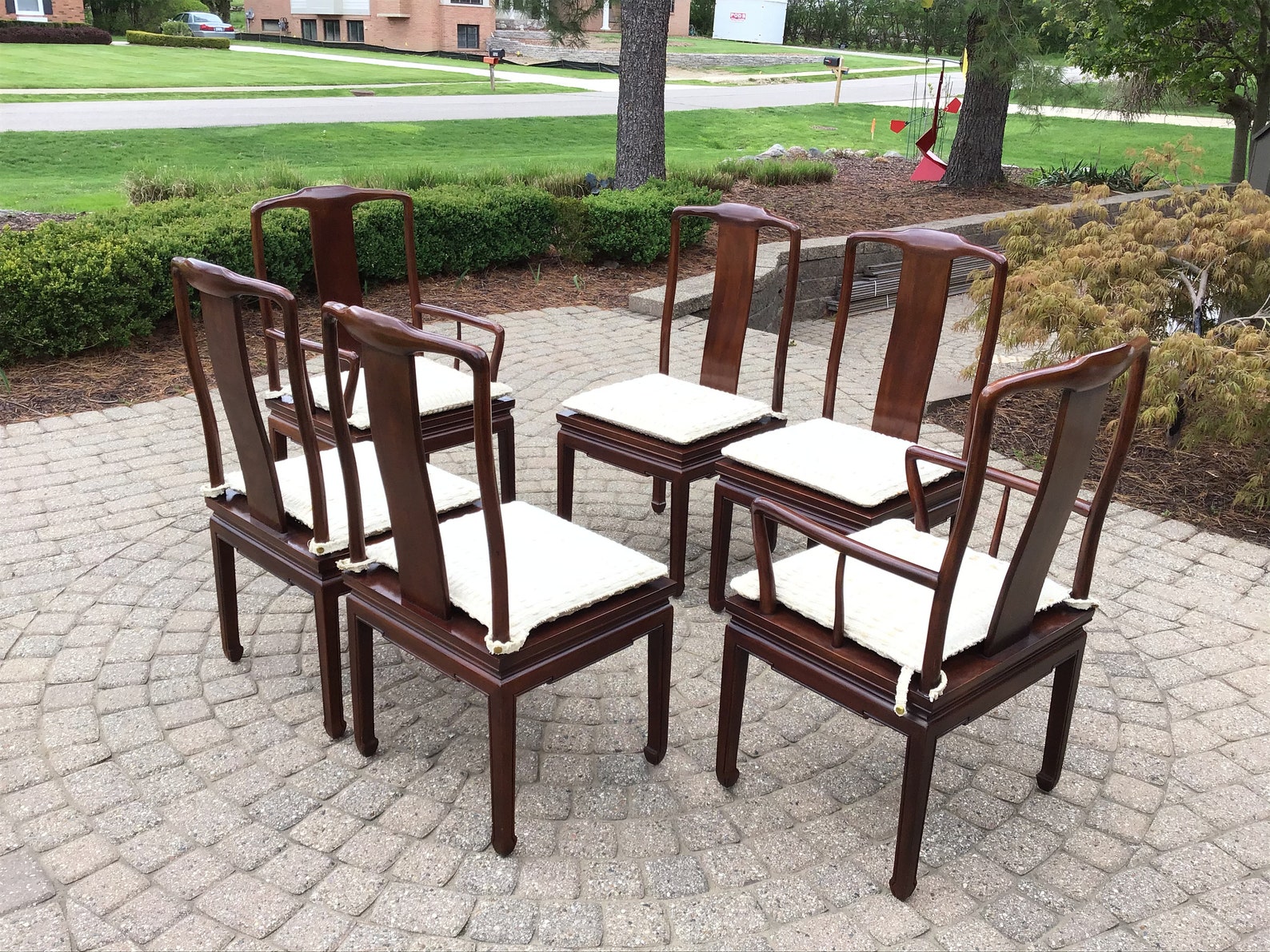 Mid Century Henredon Asian Inspired Six Dining Chairs Etsy