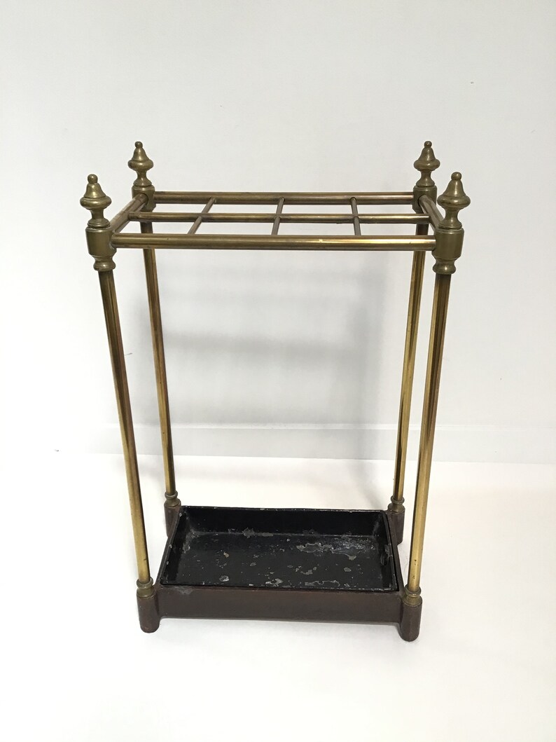 Vintage English Antique Brass Umbrella Stand Etsy