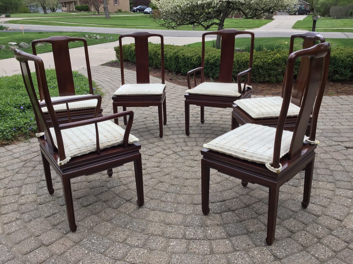 Mid Century Henredon Asian Inspired Six Dining Chairs Etsy