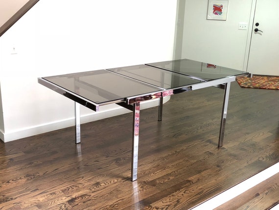 Milo baughman glass dining table deals