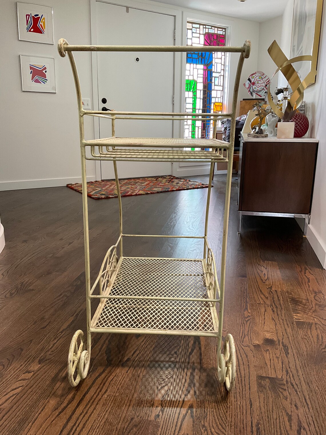 Mid Century Russell Woodard Wrought Iron Bar Cart Etsy