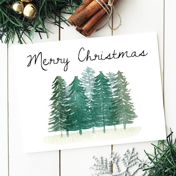Greeting Cards Set of 6 Christmas Cards Embossed Cards Trees Blank ...