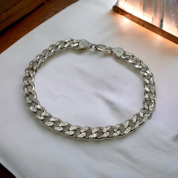 Vintage Sterling silver FAS link bracelet made in Italy, 7-3/4" bracelet 925, high quality 6mm wide, specialty links chain Italian unisex