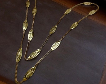 Vintage 14K yellow gold filled specialty chains, Made in Italy, filigree link 585 jewelry 22" station chain