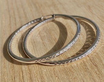 Vintage sterling hoops, vintage sterling hoop earrings, textured hoop earrings, made in Thailand, Thailand siterling silver,  sterling hoops