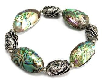 Abalone Shell bracelet, vintage shell bracelet, rainbow flash shell bracelet,  bracelet 8inch, shell bracelet, birthday gift for grandma