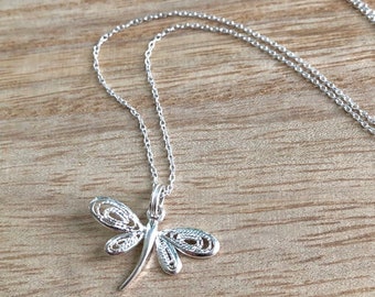 Butterfly necklace silver, dragonfly necklace silver, sterling silver dragonfly necklace, insect jewelry, dragonfly jewelry, silver dragonfl